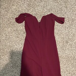 Chic Burgundy Off-Shoulder Jumpsuit